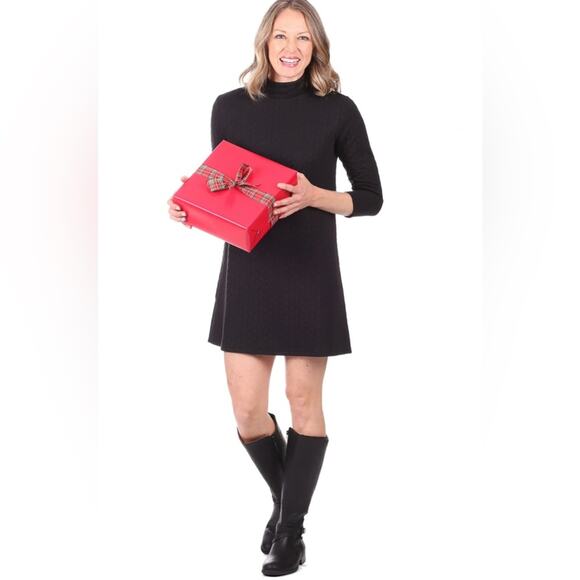 Duffield Lane Fletcher Dress in Black Cable Knit Mock Turtleneck XL NWT - Picture 1 of 12